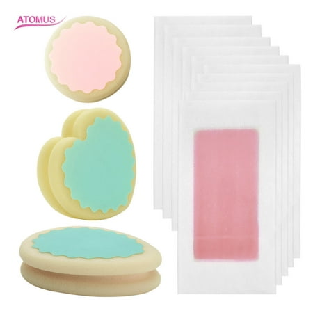 3pcs Painless Hair Removal Sponge & 10pcs Wax Strip Paper Remover Pad Depilation Sponge Safe Way To Remove Body Hair Leg Arm Armpit Bikini Hair Removal (Best Way To Remove Vaginal Hair At Home)