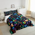 thumbnail image 4 of YST Watercolor Love Heart Comforter Full Rainbow Tie Dye Bedding Set, Black Down Comforter Oil Painting Style Bed Set, Blue Green Red Ombre Quilted Duvet with 2 Pillow Case, 4 of 5
