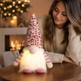 thumbnail image 4 of Lighted Sequin Christmas Gnome, Glowing Beard Faceless Nordic Tomte Figure, Striped Arm Holiday Tabletop Decor, Festive Winter Accent for Mantel, Shelf, Bedroom, Party, 4 of 6
