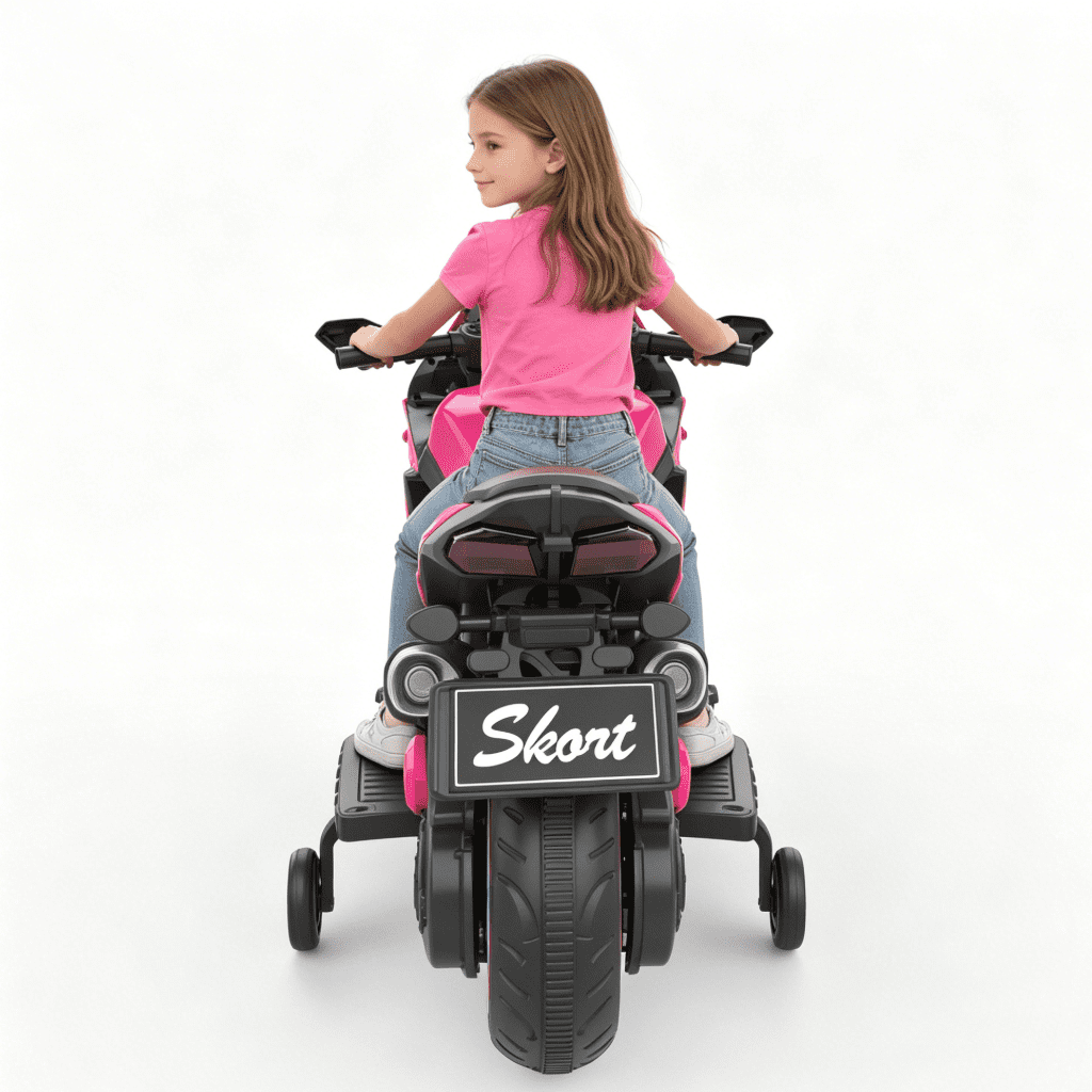HNH 12V Electric Motorcycle for Kids, Powered Ride on Toys, 3 Wheels Motorcycle with LED Lights, Bluetooth Music