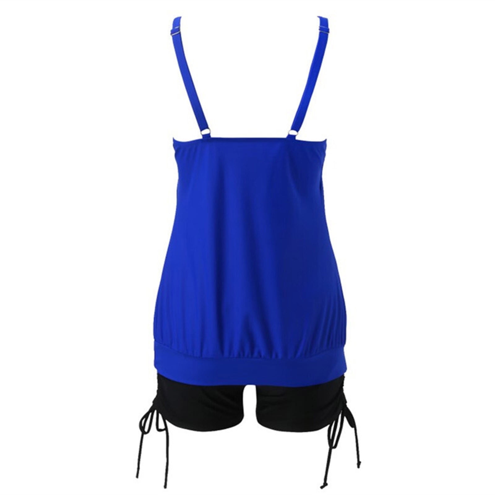 Jsaierl Women's 2 Piece Tankini Swimsuits Blouson Swim Tops Summer Print Swimwear Conservative Vacation Tankini Tops with Swim Shorts Tankini Bathing Suits Plus Size