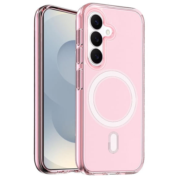 XPM for Samsung Galaxy S26 / S26 Plus MagSafe Compatible Transparent Hybrid Case with Magnetic Circle, Shock Absorption TPU Rubber Phone Case Cover (Pink)