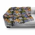 thumbnail image 2 of Tropical Soft Flannel Fleece Throw Blanket, Interpretation of Colorful Various Endemic Hawaiian Flowers, Cozy Plush for Indoor and Outdoor Use, 60" x 80", Charcoal Grey Multicolor, by Ambesonne, 2 of 5