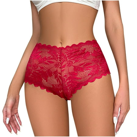 Elainilye Fashion Boxers for Women Sexy Seamless Underwear Boxer Shorts Breathable Lace Strapcross Underwear Panties Red