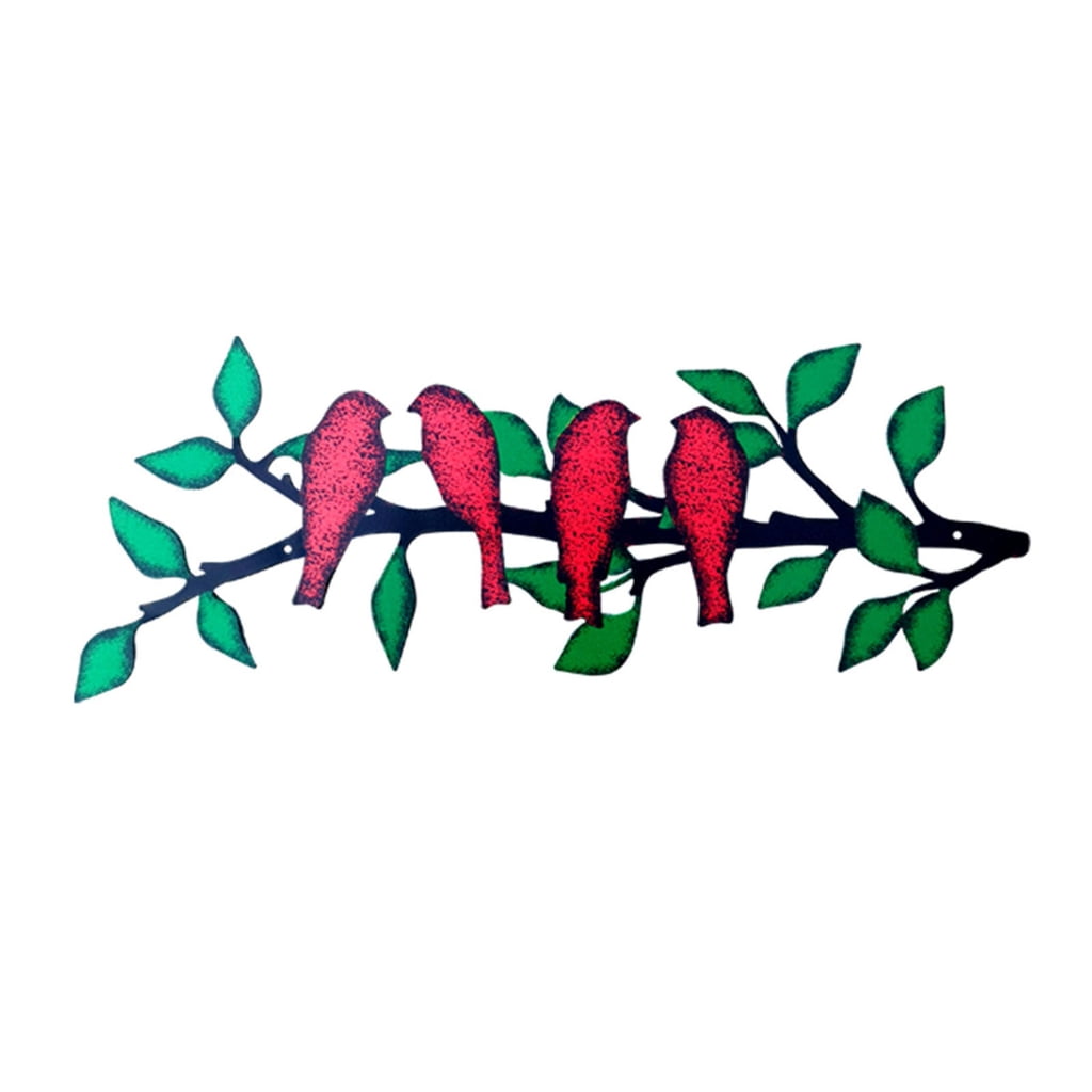 Metal Colorful Bird Sculpture Wall Art Decor Wrought Iron Crafts Pendant for Indoor Outdoor Home