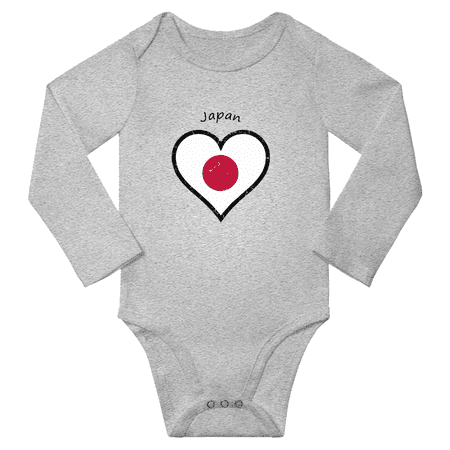

Japan Flag Heart Love Baby Long Sleeve Bodysuit (Gray 6 Months)