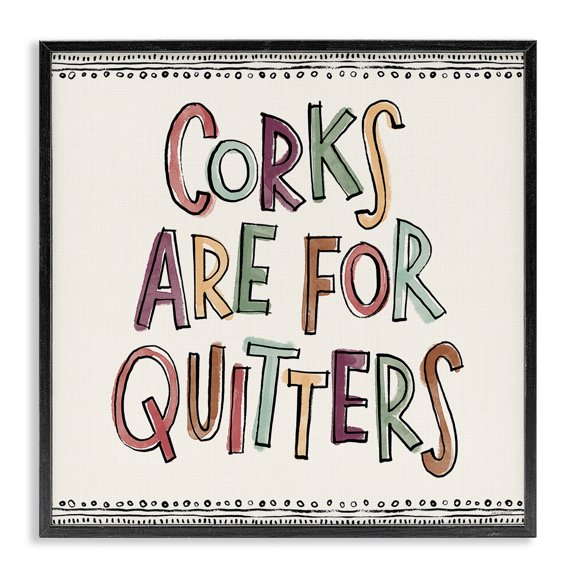 Stupell Industries Corks For Quitters Food & Beverage Painting Black Framed Art Print Wall Art, 12 x 12
