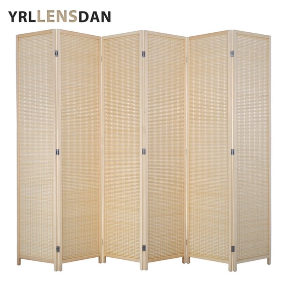 YRLLENSDAN Tall Room Dividers and Folding Privacy Screens, Wall Divider for Room Separation, Freestanding Indoor Room Partition with 6 Panels, Beige