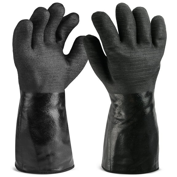Prepmen BBQ Grilling Gloves - High Heat Resistant Cooking Gloves, Oven baking Grill Mitts, Feel safe while touching hot surfaces - 1 Pair, 14 inches
