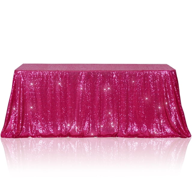 Mantel Poise3eHome con lentejuelas rosa intenso, 152 x 305 cm, rectangular