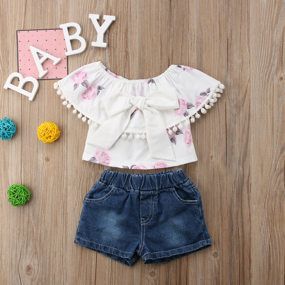Kids Girl Clothes Off shoulder Floral 