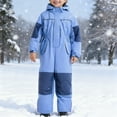 thumbnail image 6 of VKOYWKM Kids Boys Girls One Piece Snowsuits Kids Hooded Waterproof Heavyweight Winter Outdoor Overalls Snowboarding Ski Suits, 6 of 9