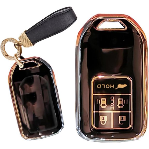 Key Fob Cover Compatible with Honda Odyssey Freed Keychain Case Holder Protector,5 Button-black
