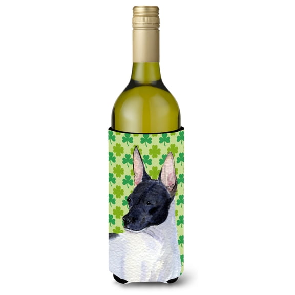 Caroline's Treasures SS4411LITERK Rat Terrier   Shamrock Portrait  Beverage Bottle Hugger,  Beverage Bottle