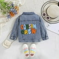 thumbnail image 2 of Mercatoo Toddler Baby Girl Fall Denim Jacket Letter Embroidery Long Sleeve Cardigan Button Jean Coat Girls Jacket, 2 of 9