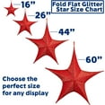 thumbnail image 2 of Novelty Lights Ornamental 16" Fold‑Flat Red Glitter Mesh 3D Folding Star, Lightweight, Ready‑to‑Hang, Flame‑Resistant, Bold Look, Easy Storing, 2 of 5