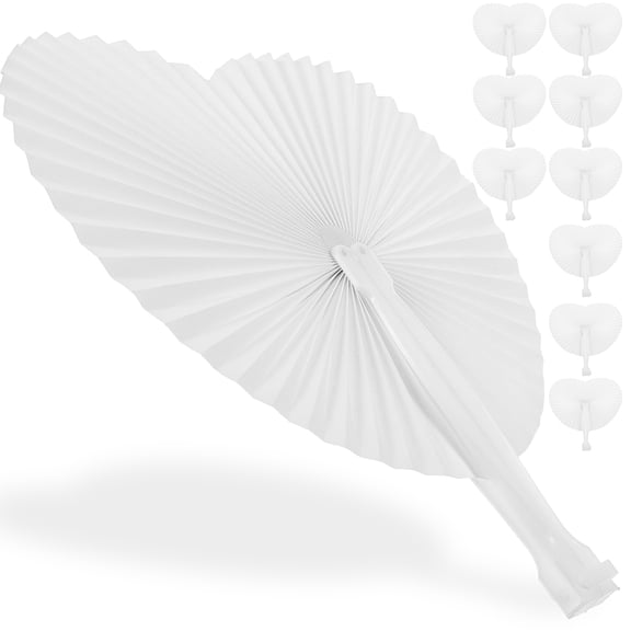 PAMINGONO 12Pcs Handheld Fan Wedding Favors Paper Fans White Decorative for Party Decor