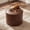 Round-Brown, variant on poshby Genuine Leather Ottoman Square, Handmade Stuffed Foot Rest Stool, Soft Seating Pouf for Living Room & Bedroom, Brown