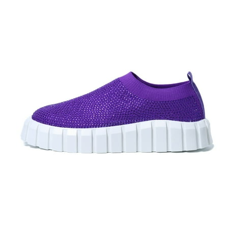 

Quealent Running Shoes For Women Women s Lace Up Wedge Sneakers High Top Fashion Sneakers Ankle Booties Purple 9.5