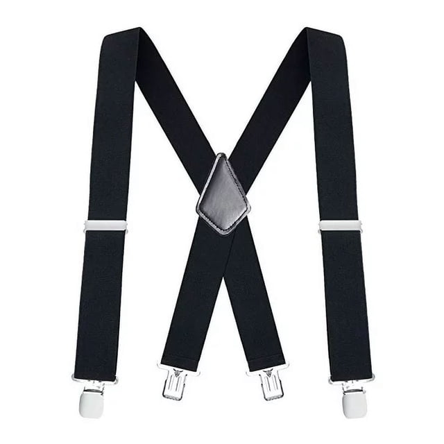Chok Bretelles pour Hommes Bretelles pour Hommes Cuir Extrémité Élastique Smoking Bretelles pour Hommes Sangles 2” de Large Bretelles Réglables Dos en X