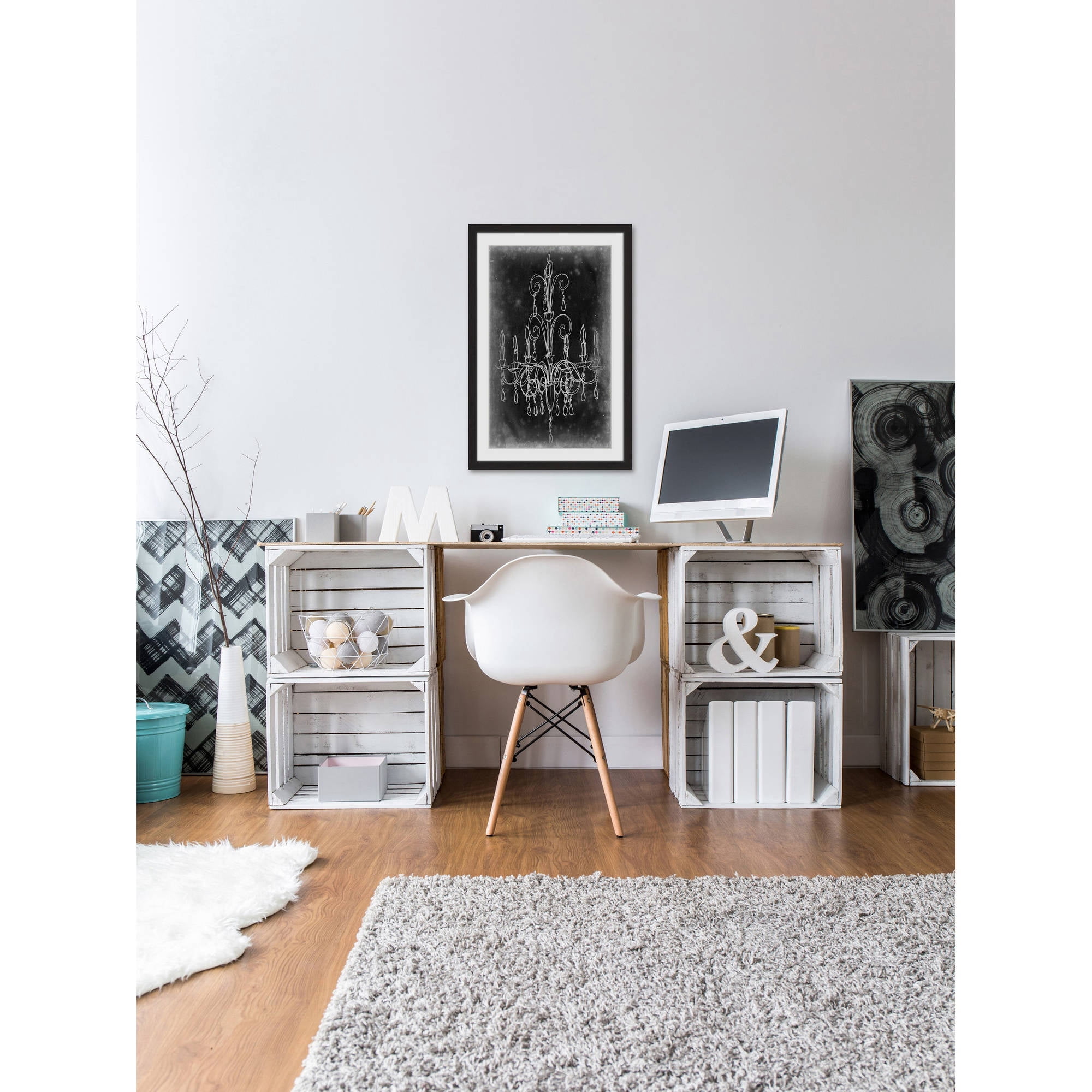 Marmont Hill "Chalkboard Chandelier II" Framed Painting Print