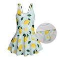 thumbnail image 5 of Xixirimido Lemons Blue Print Girls Swimsuits One Piece Sleeveless Swimwear with Skirt Modest Bathing Suit with Built-in Shorts Beach Vacation Swim Dress, 8-9 Years, 5 of 7