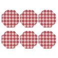 thumbnail image 2 of Pofeuu Red Plaid Daisy Print Leather Coasters Set of 6, Round Cups Mugs Mat Pad for Home Kitchen Heat Resistant Drink Coasters,Octagon, 2 of 7