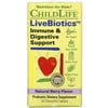 ChildLife, LiveBiotics, Immune & Digestive Support, Natural Berry Flavor, 5 Billion CFU, 30 Chewable Tablets, Pack of 2