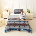 thumbnail image 4 of jejeloiu Southwestern Aztec Print Twin Comforter Sets,Nautical Tribal Bedding Set For Boys,Blue Brown,Light Gray Reversible,2pcs,1 Comforter and 1 Pillowcase, 4 of 7