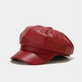 thumbnail image 4 of Retro Octagonal Newsboy Cap Faux Leather Peaked Cap Vintage Style Women Fashion Hat Casual Street Style Cap, 4 of 4