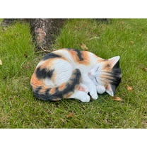 Hi-Line Gifts Sleeping Calico Cat Garden Statue - 10.5"