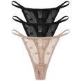 thumbnail image 3 of Tanga transparente de encaje de 3 piezas para mujer, lencería Sexy de cintura baja sin costuras, transparente con corazón, calzoncillos de malla, lencería íntima, 3 of 5