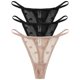 thumbnail image 3 of Tanga transparente de encaje de 3 piezas para mujer, lencería Sexy de cintura baja sin costuras, transparente con corazón, calzoncillos de malla, lencería íntima, 3 of 5