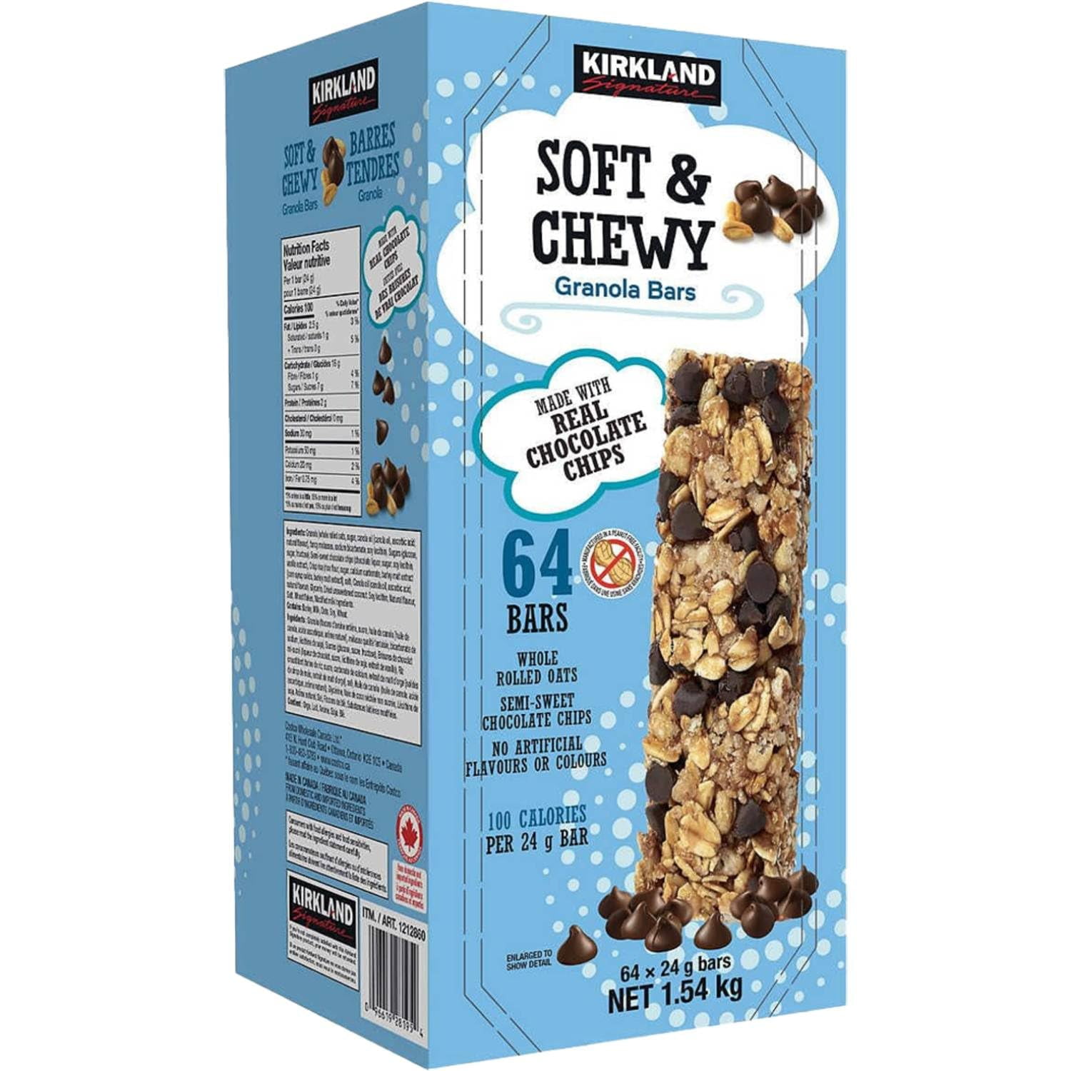 Kirkland Signature Soft & Chewy Oat Bars, Delicious Snack, 64 Count, 0.85 oz Per Bar