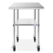 GRIDMANN 30 x 24 Inch Stainless Steel Table w/ 4 Casters, NSF Commercial Kitchen Work & Prep Table