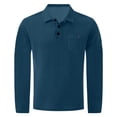 thumbnail image 2 of Mfakffe Men Knit Long Sleeve Polo Shirts Solid Collared Button Placket Daily Tops Soft Breathable Spring Fall Casual Layering Apparel, 2 of 5