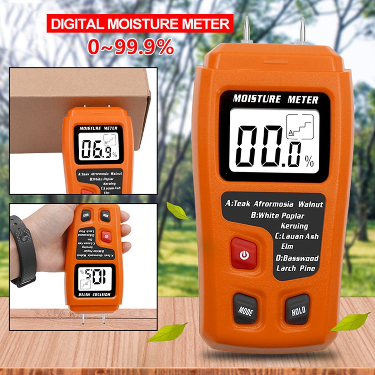 GUSTVE Wood Moisture Meter 9V Digital Moisture Detector with Indicator Accurate Humidity Tester