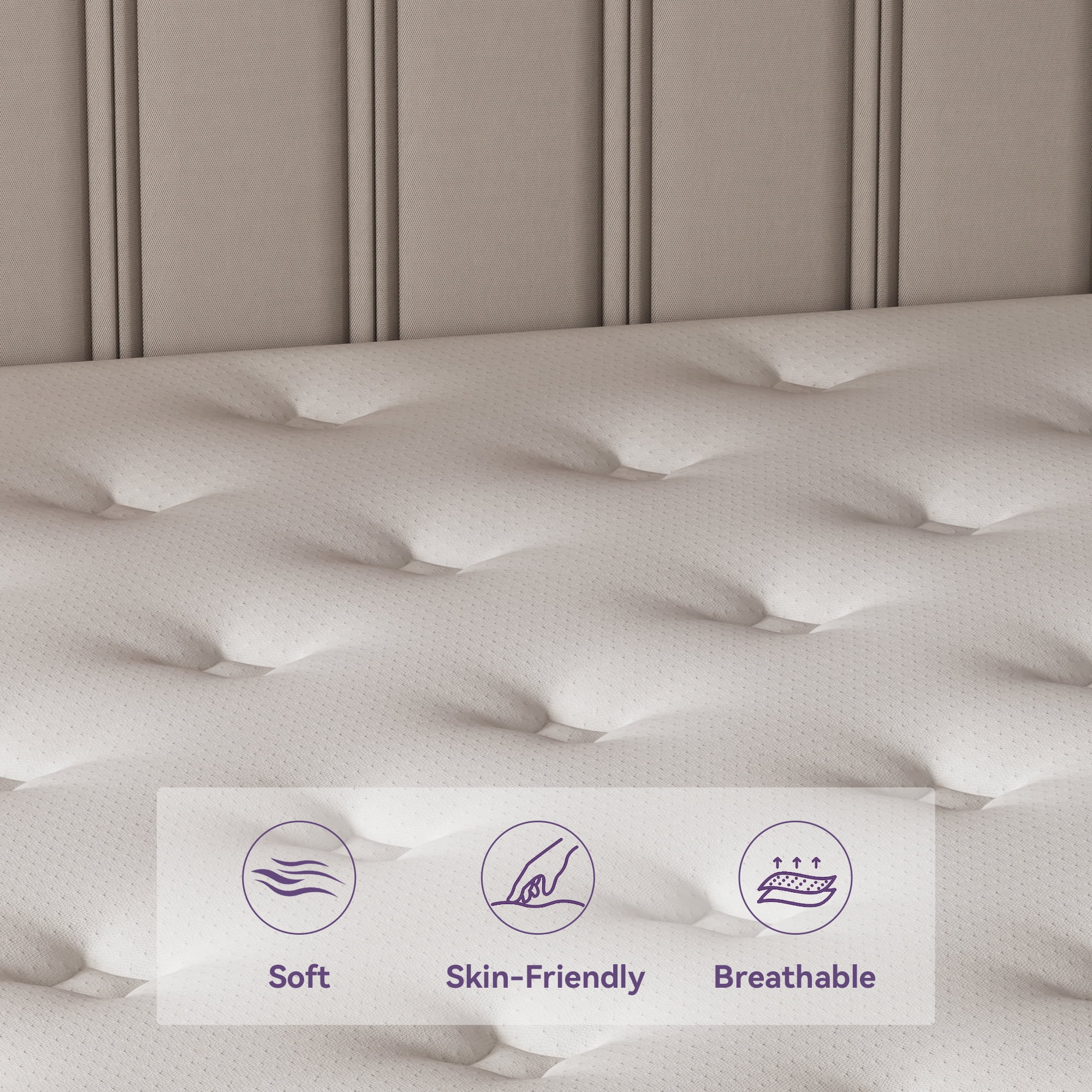 Sailvan Queen Mattress in a Box, Medium Firm Mattress 12in, Hybrid Mattress with Memory Foam, Motion Isolation/CertiPUR-US Certification, Purple