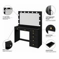 thumbnail image 6 of Ember Interiors Nadia Makeup Vanity with Lights, 7 Drawers, Power Outlet, Gold Knobs, Black, 6 of 7