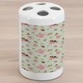 thumbnail image 1 of Retro Ceramic Toothbrush Holder, Retro Style Tea Cups Royal Themed British Tea Time Inspired Image Abstract Backdrop, Versatile Countertop for Bathroom, 4.5" X 2.7", Multicolor, by Ambesonne, 1 of 4