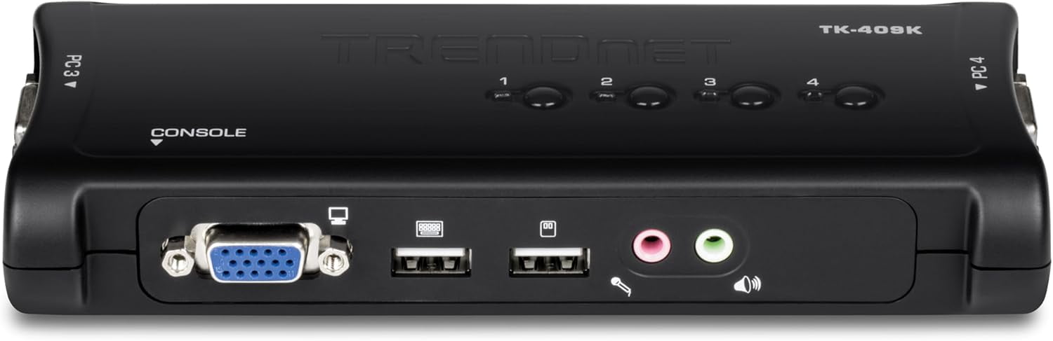 TRENDnet TK-409K,4-port USB KVM Switch Kit w/Audio (Include 4 x KVM Cables)