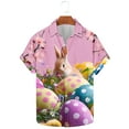 thumbnail image 2 of JURANMO Happy Easter Shirts for Men Funny Bunny Eggs Graphic Hawaiian Shirt Summer Short Sleeve Button Down Lapel Beach Tops White S Flash Sales Today, 2 of 6