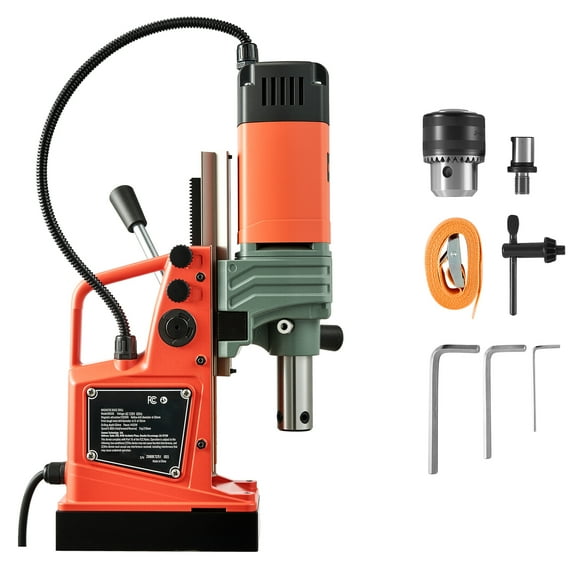 KFFKFF Magnetic Drill Press, 1400 W, 2 in Drilling Capacity, 2810 lbf Magnetic Force, Portable Machine with Adjustable 0–800 RPM Speed, Weldon Shank, Ideal for Metalworking and Home Projects