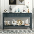 thumbnail image 2 of CLEARANCE! TREXM Rustic Entryway Console Table, 60" Long Sofa Table with two Different Size Drawers and Bottom Shelf for Storage (Navy), 2 of 9
