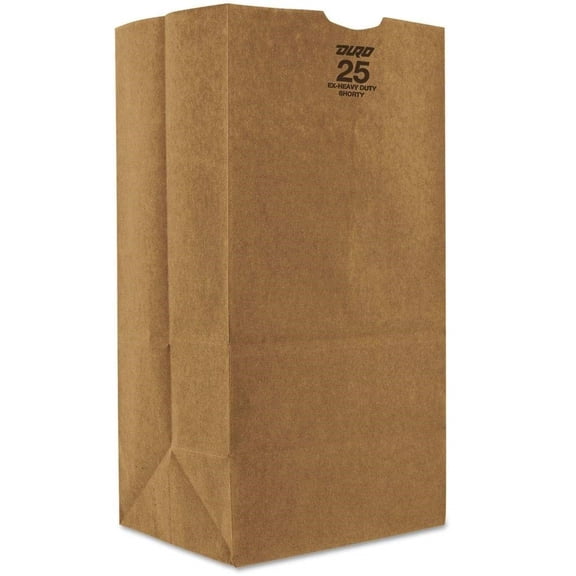 Duro Bag 25 lb Short Heavy Duty Kraft Grocery Bag, 8.25" x 6" x 16" | 400/Count