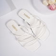 thumbnail image 5 of YTCAMLO Fashion Women's Sandals Summer Vacation Dressy Square Open Toe Strappy Sandals Slip On Comfy Weeding Flat Sandals, 5 of 9