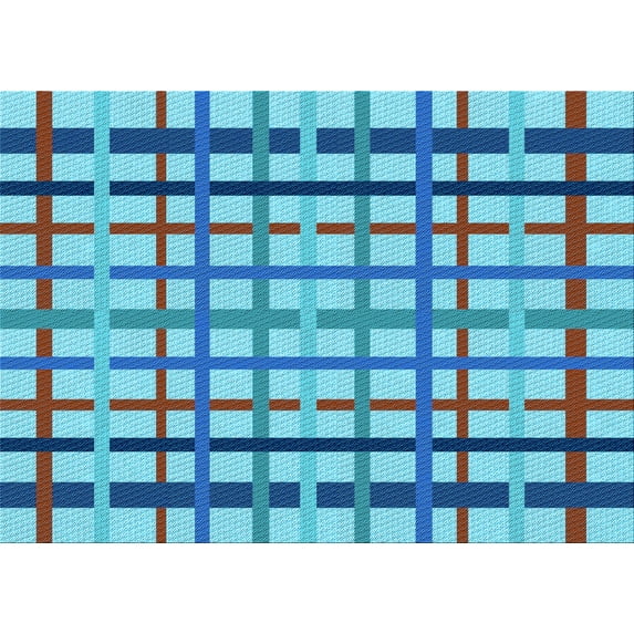 Ahgly Company Indoor Rectangle Patterned Windows Blue Area Rugs, 2' x 3'