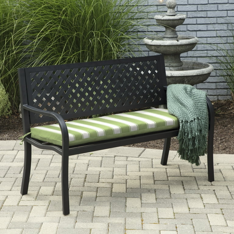 Better Homes Gardens Green Stripe 17 x 46 Outdoor Bench Cushion