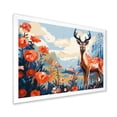 thumbnail image 2 of Designart "Deer in the Forest Red and Blue" Animals Framed Wall Art Decor - Modern Farmhouse Red Deer Landscape Hallway Framed Wall Art Decor, 2 of 6