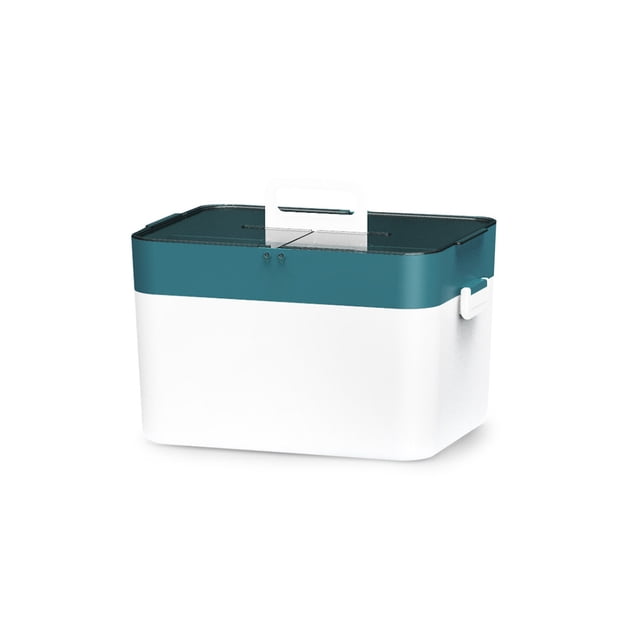 Botiquín de primeros auxilios, almacenamiento de 2 capas, contenedor de supervivencia al aire libre familiar transparente médico para el hogar Almacenamiento y organización del hogar Verde Billuyoard HA079828-03